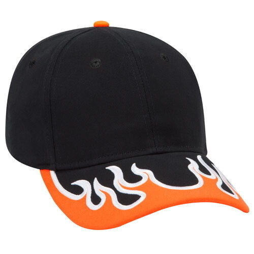 Flamed Orange brim Black Crown SnapBack