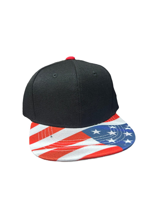 American flag Brim black Crown SnapBack hat