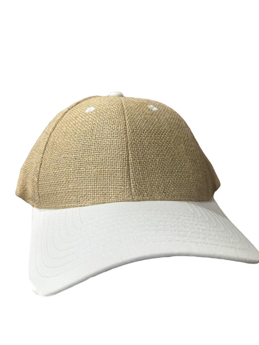 White & Beige coffee bag texture curved SnapBack hat