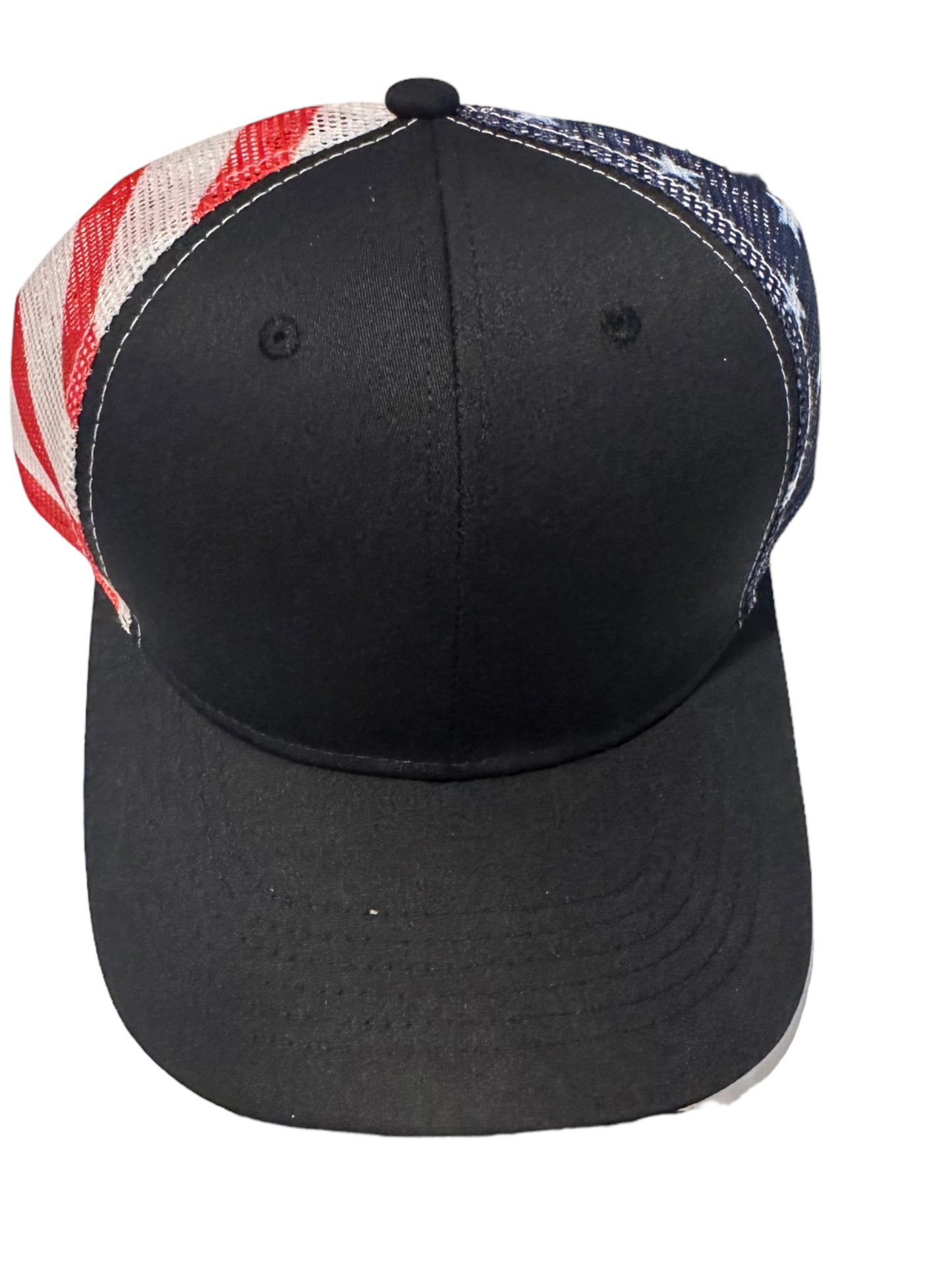 American flag mesh black curved trucker SnapBack
