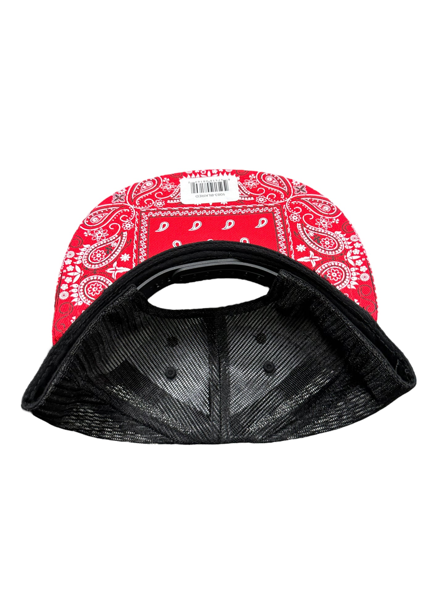 Black & Red bandana printed brim SnapBack hat