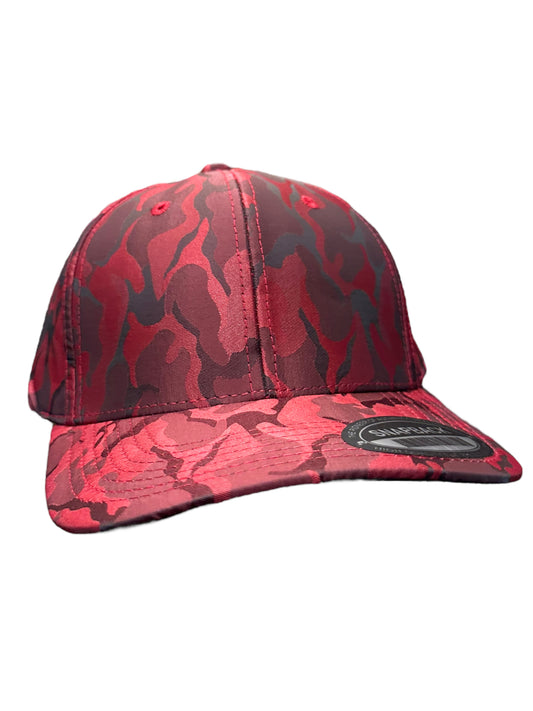 Red camouflage satin SnapBack water resistant