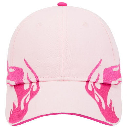 Flame light hot pink curved SnapBack