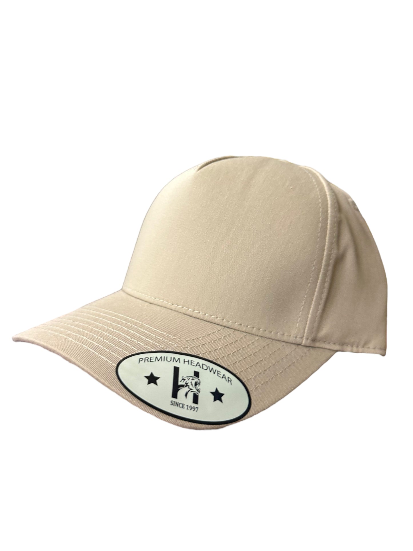 Beige solid a frame SnapBack hat