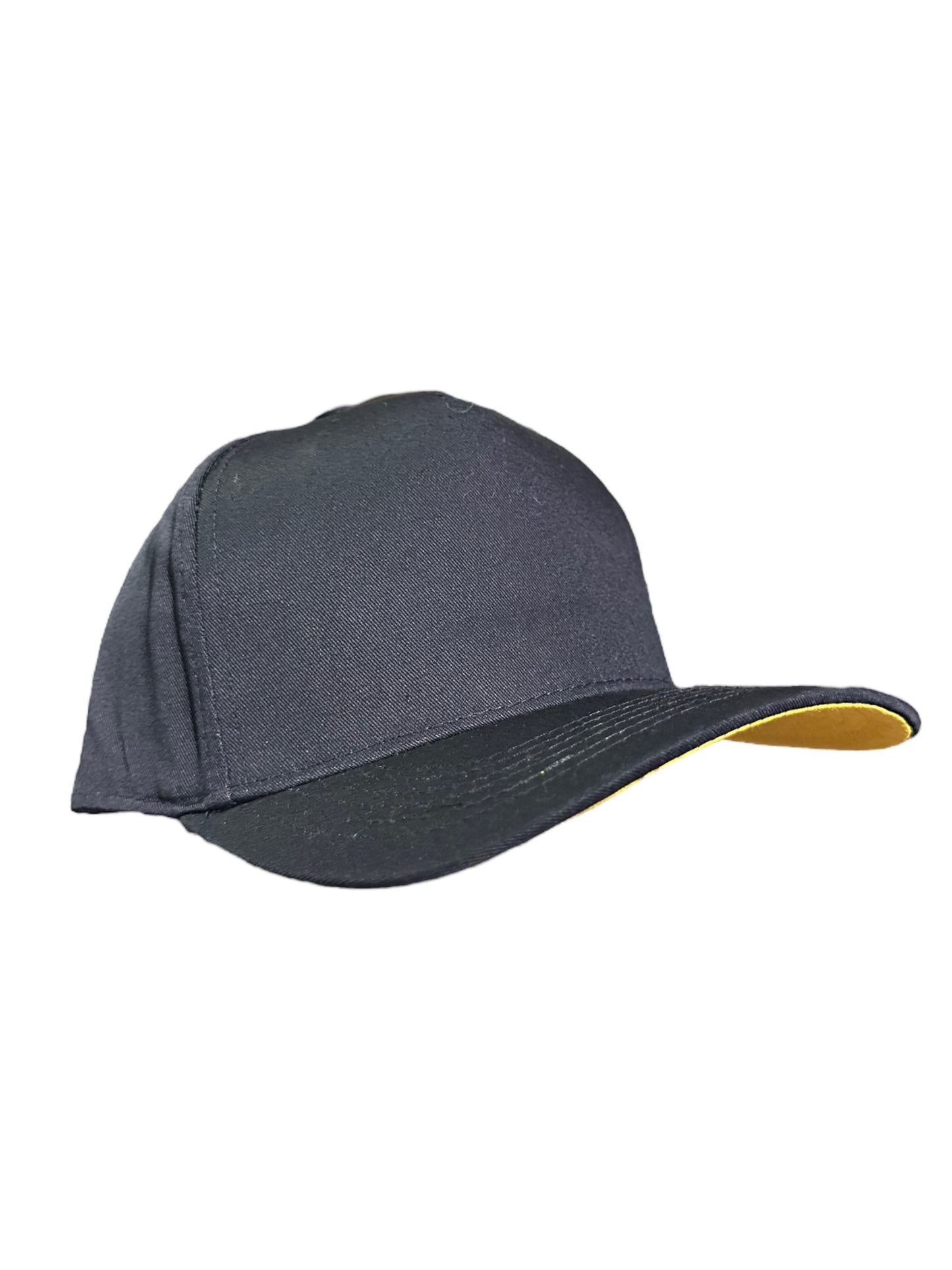 Yellow bottom brim black SnapBack hat