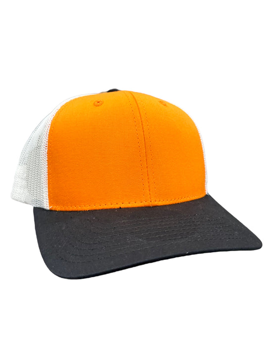 Orange, white & black curved SnapBack hat