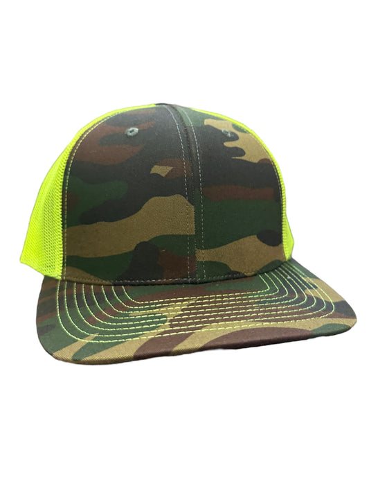 Neon Yellow & Combat Camouflage SnapBack