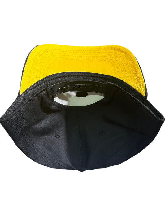 Yellow bottom brim black SnapBack hat
