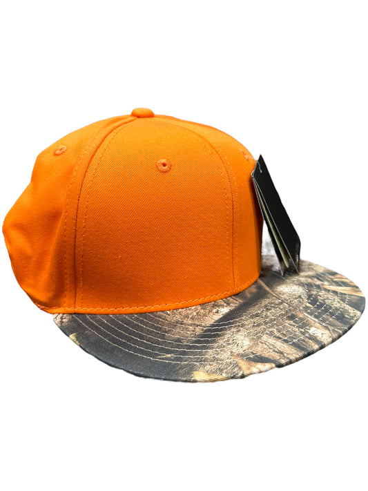 Orange woodland camouflage SnapBack hat