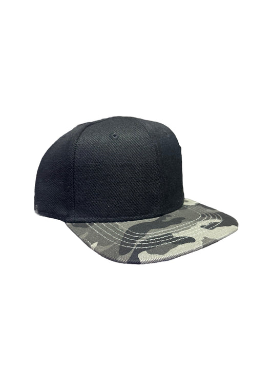 Baby hats-Grey camo bill & black crown SnapBack