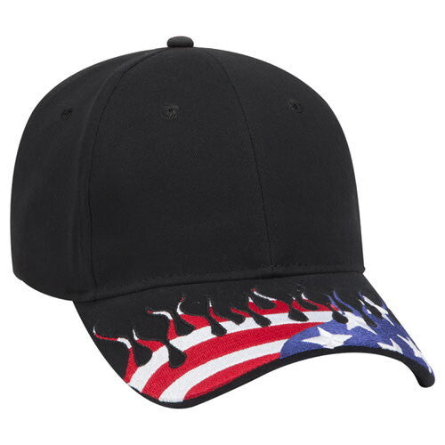 American Flamed Brim Black curved SnapBack