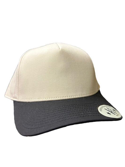 Cream and Black A Frame Snapback hat