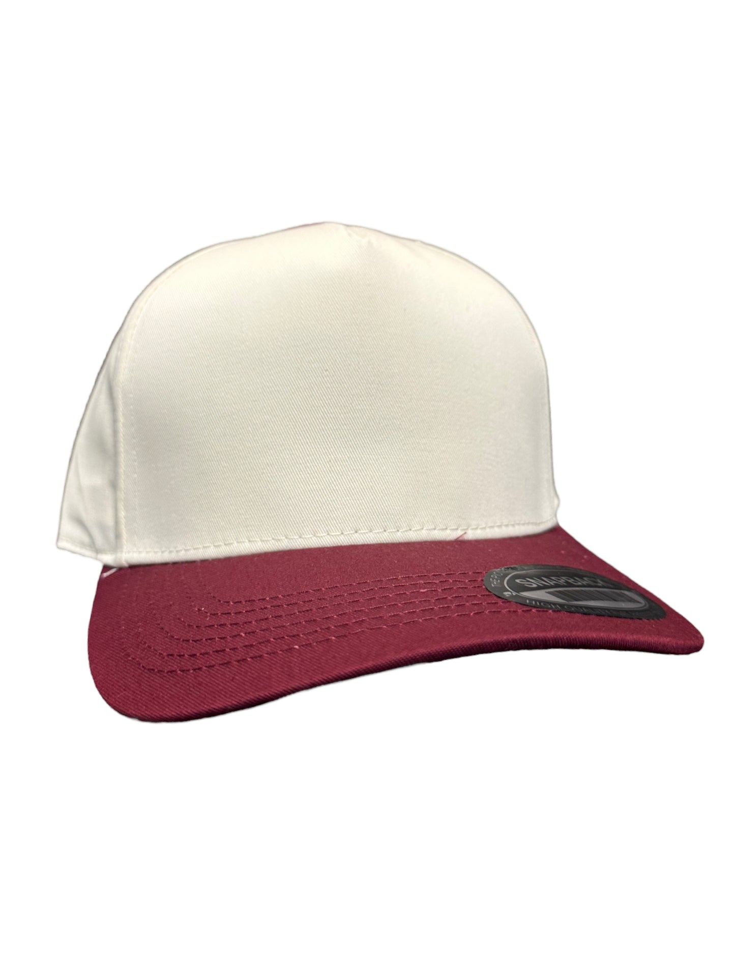 Cream and maroon a frame SnapBack