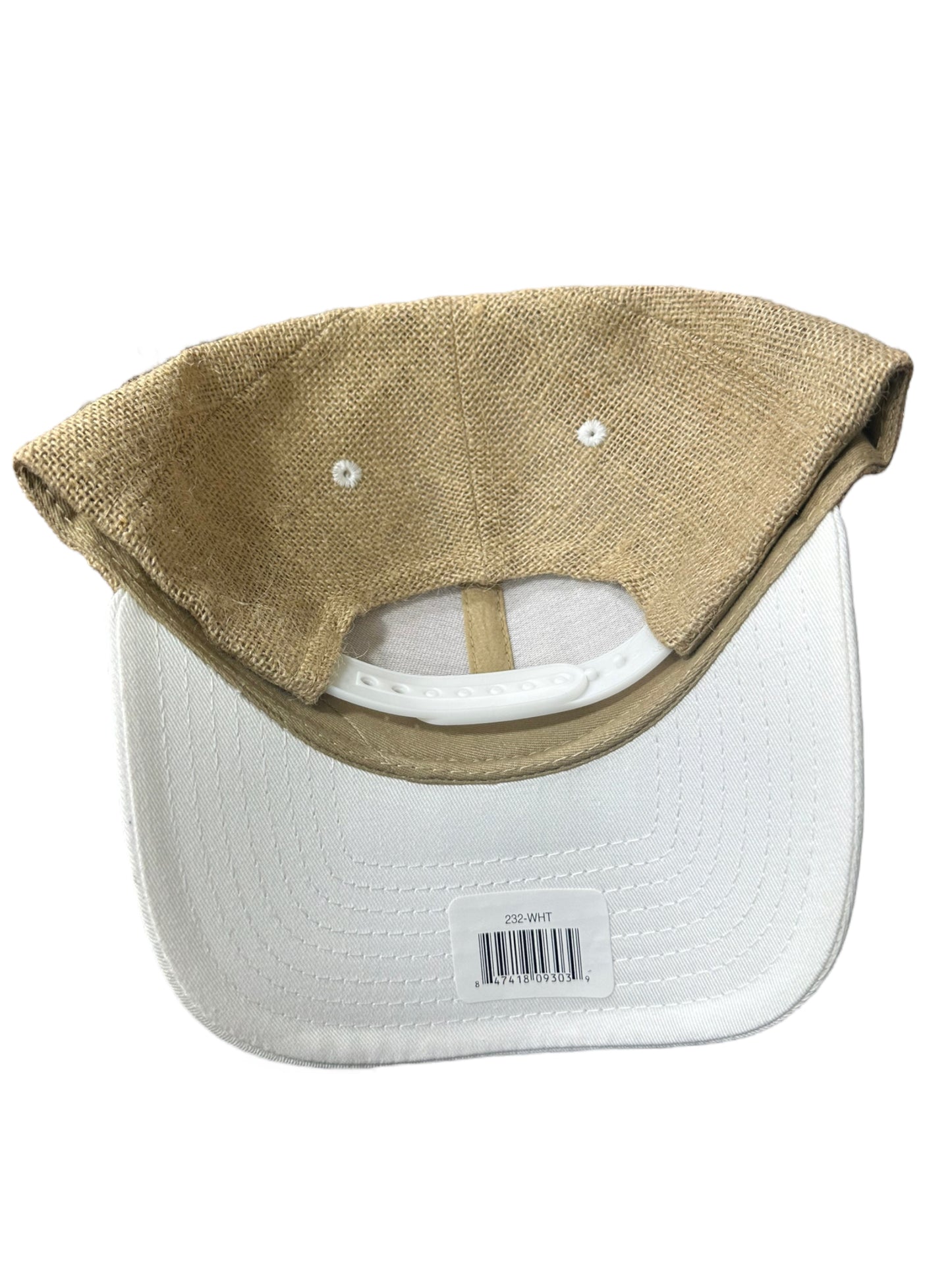 White & Beige coffee bag texture curved SnapBack hat