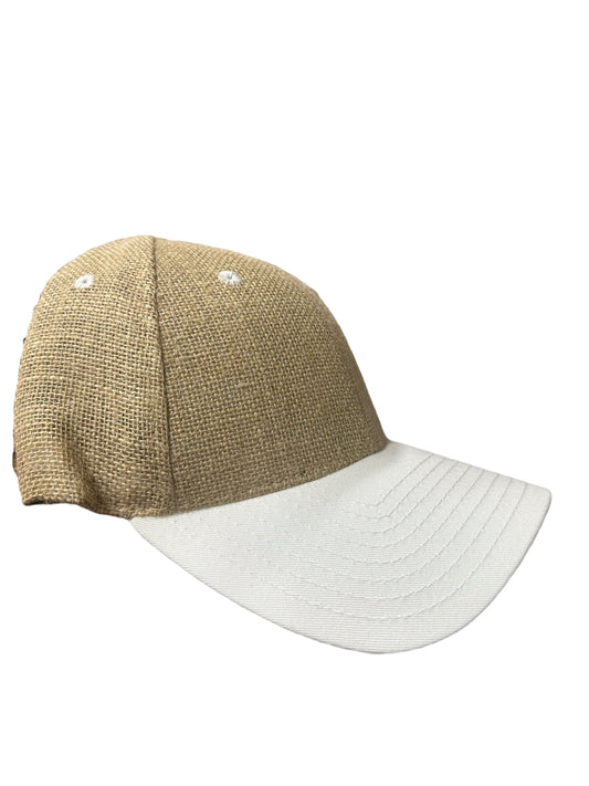 White & Beige coffee bag texture curved SnapBack hat