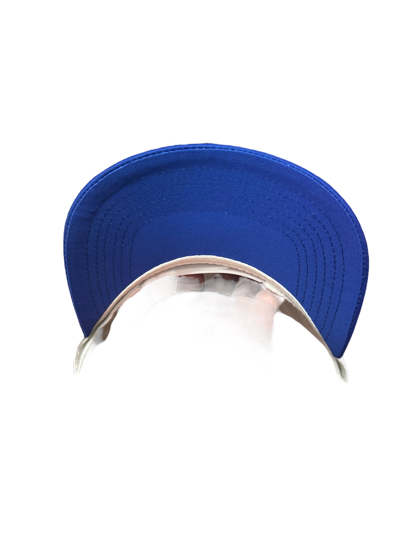 White and royal blue SnapBacks