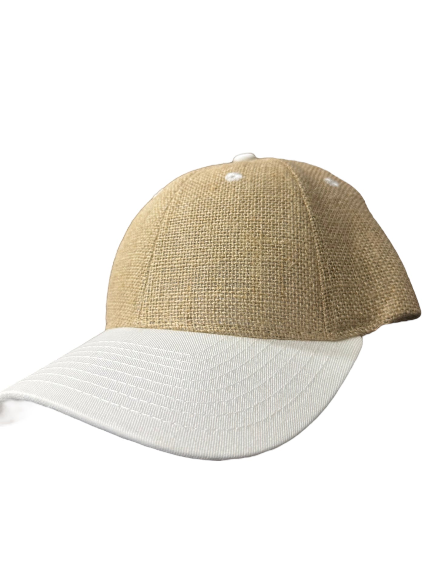 White & Beige coffee bag texture curved SnapBack hat