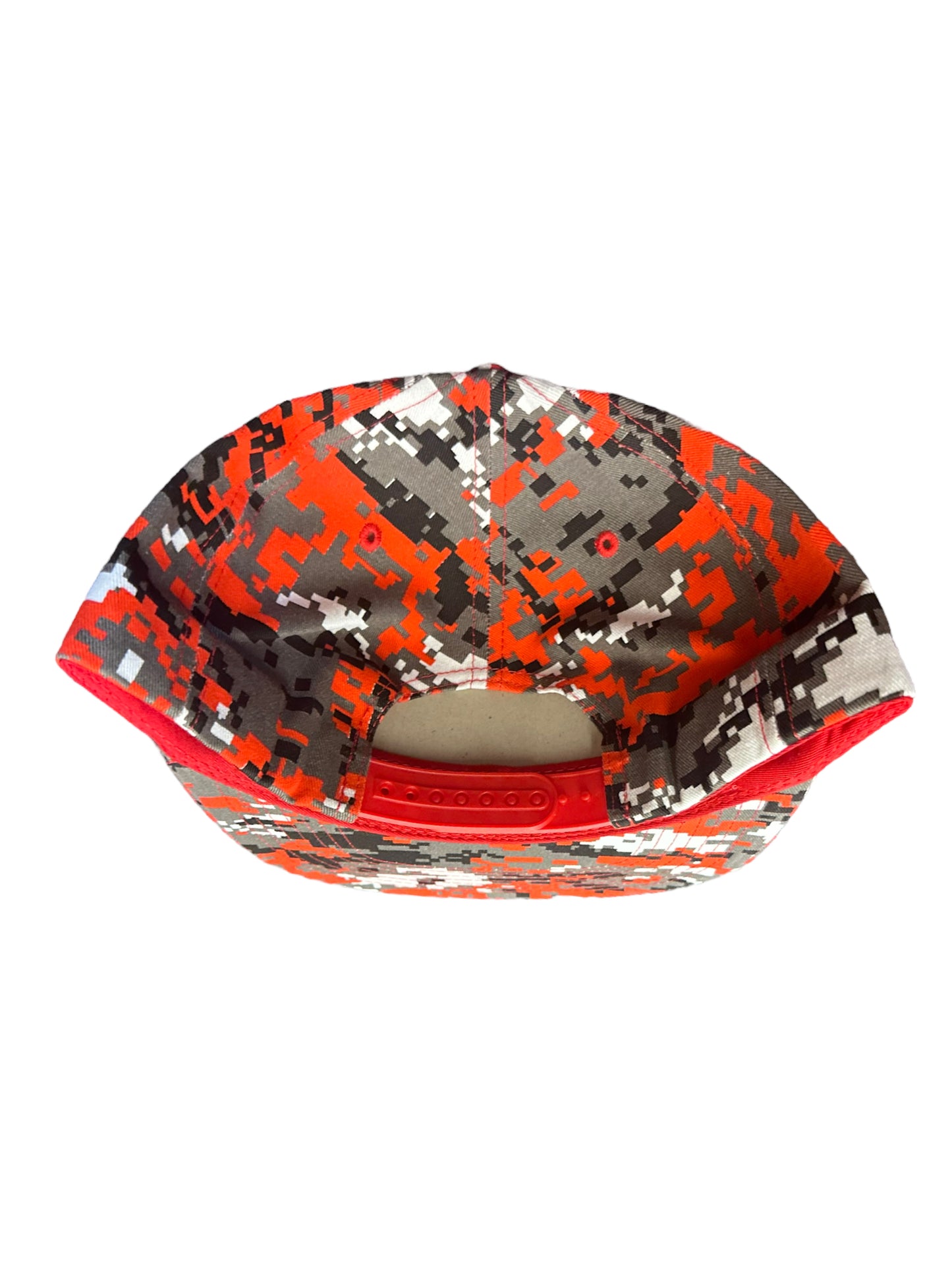 Red digital camouflage snapbacks