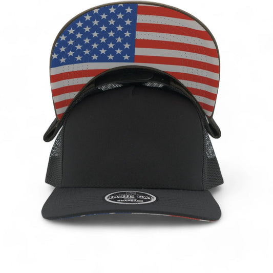 Plain Curve 5-Panel Mesh Hat with USA Print Under Brim