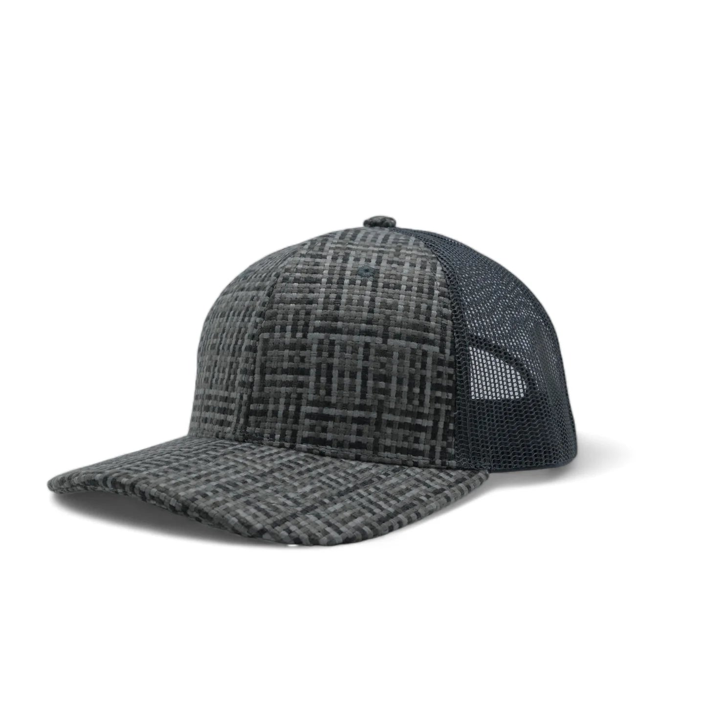 Plain Check Pattern Mesh Hat