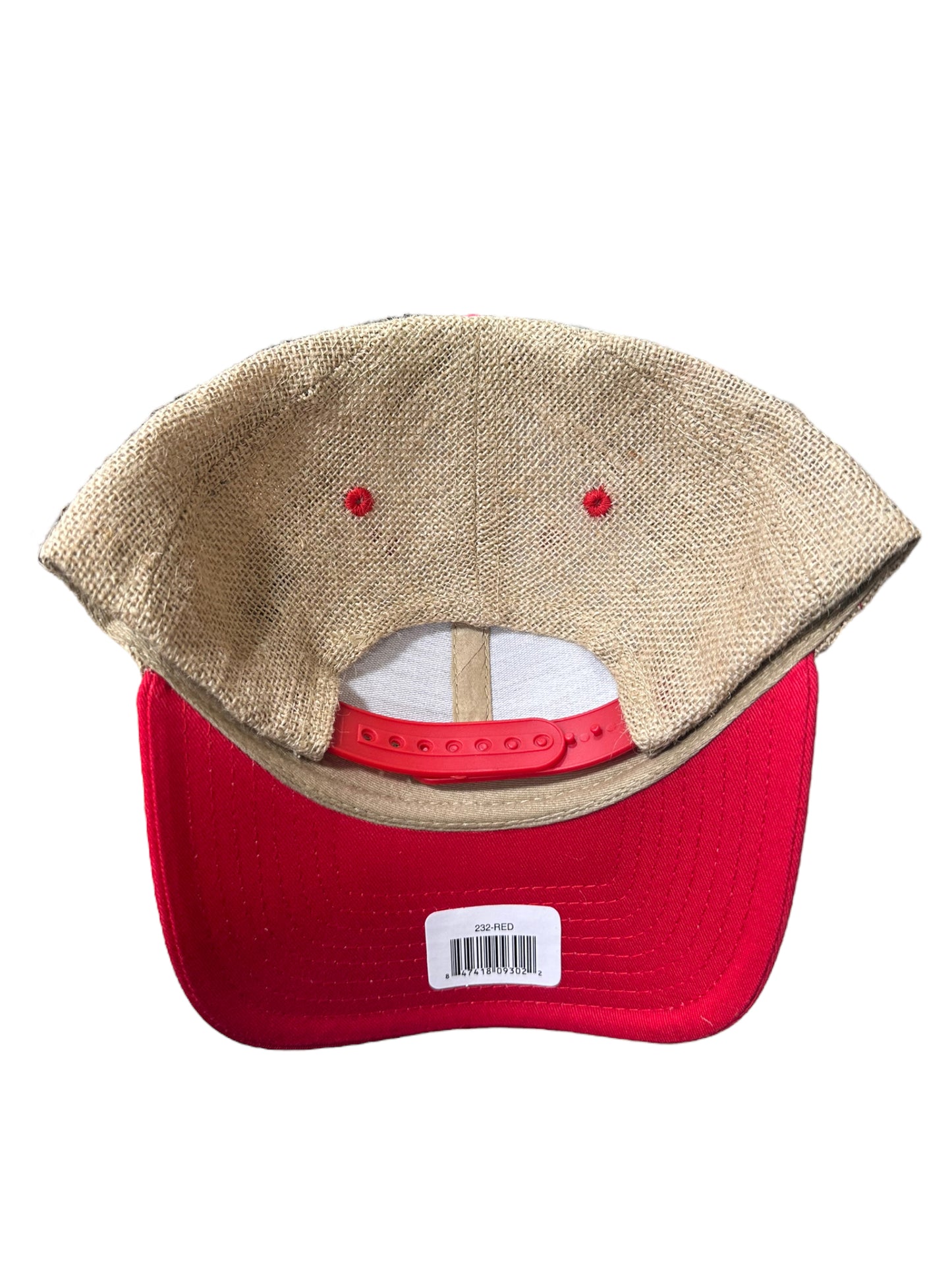 Red and beige Coffee bag texture snapbacks