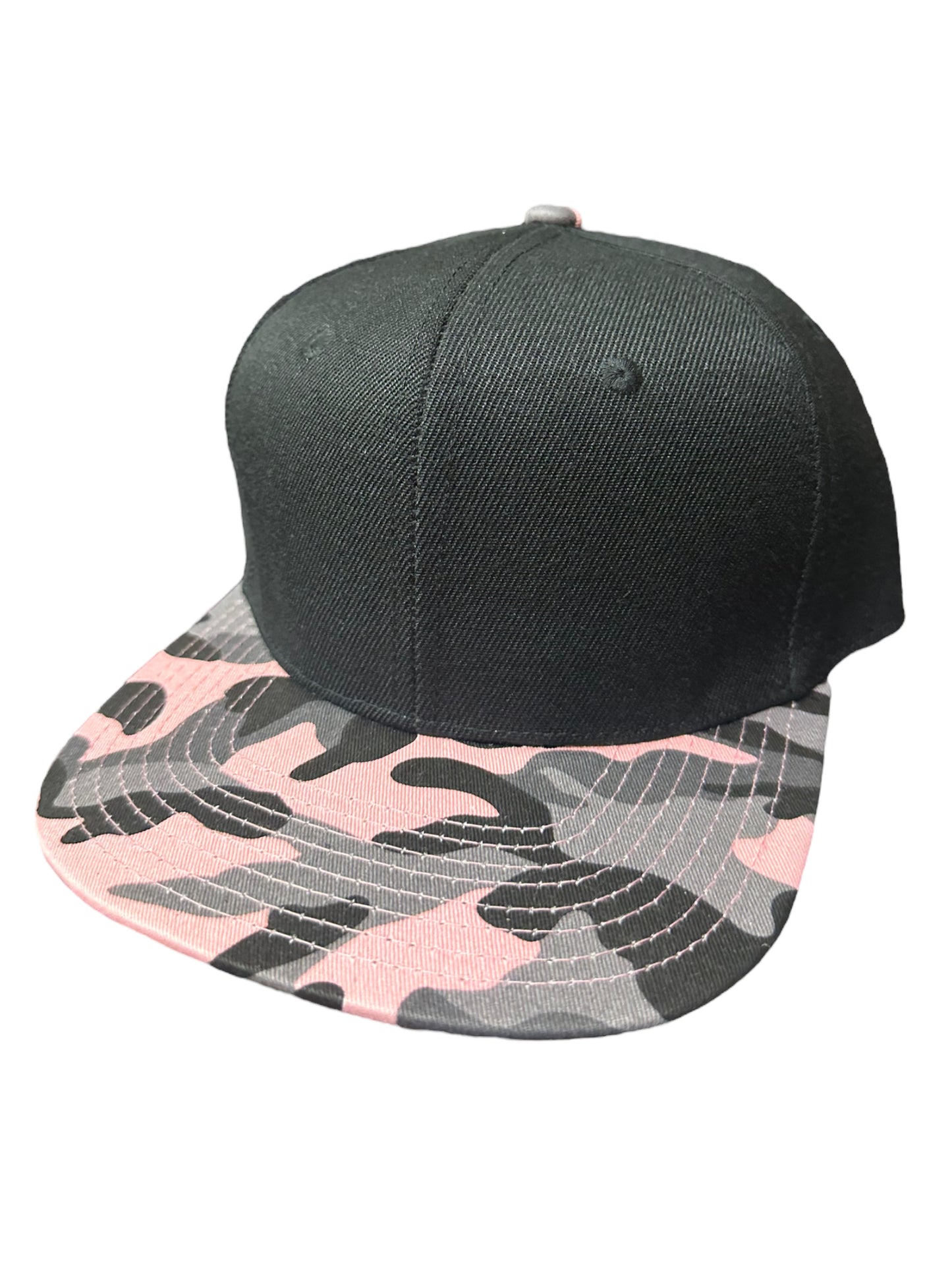 Light pink Camouflage black crown SnapBack