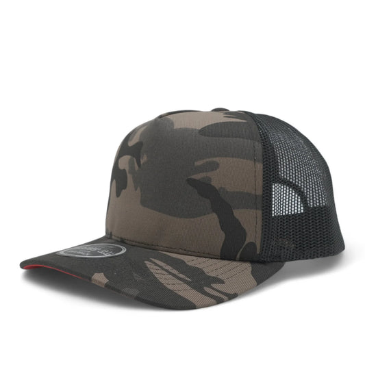 Camouflage 5-Panel Mesh Trucker Hat| Red Bottoms