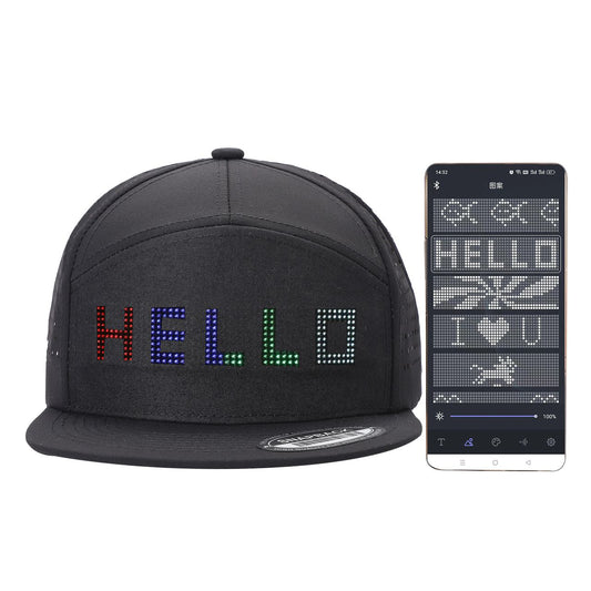 Customizable LED Display Hat – Available in 5-Panel and 7-Panel Black