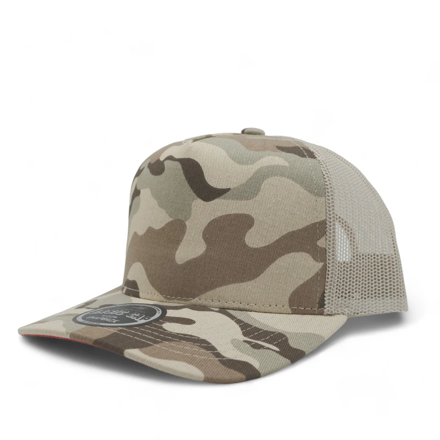 Camouflage 5-Panel Mesh Trucker Hat| Red Bottoms