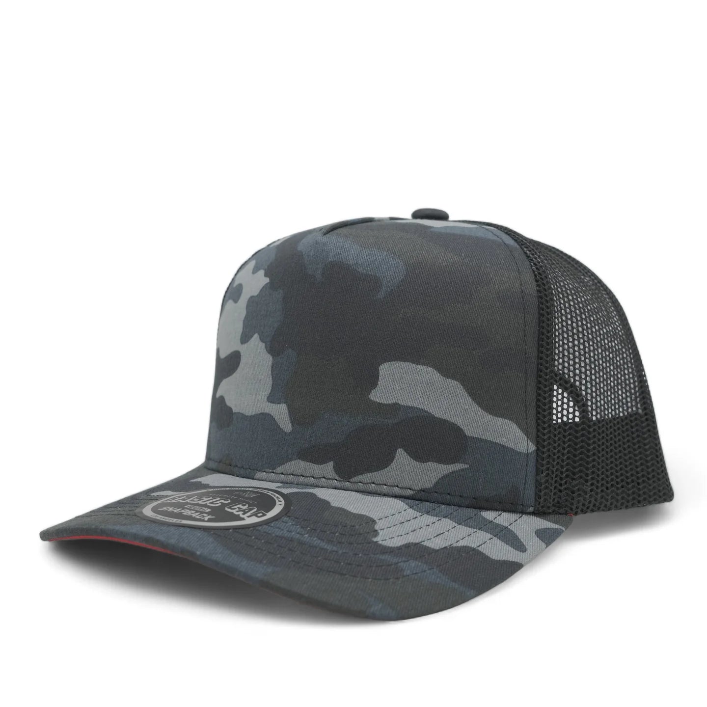 Camouflage 5-Panel Mesh Trucker Hat| Red Bottoms