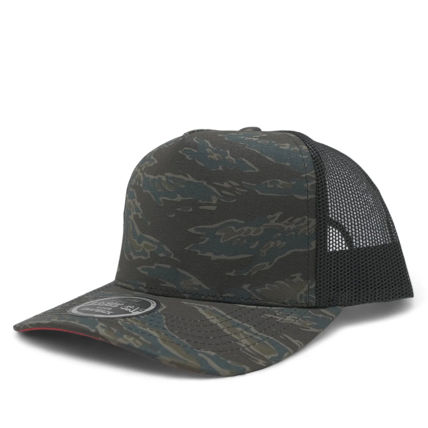 Camouflage 5-Panel Mesh Trucker Hat| Red Bottoms