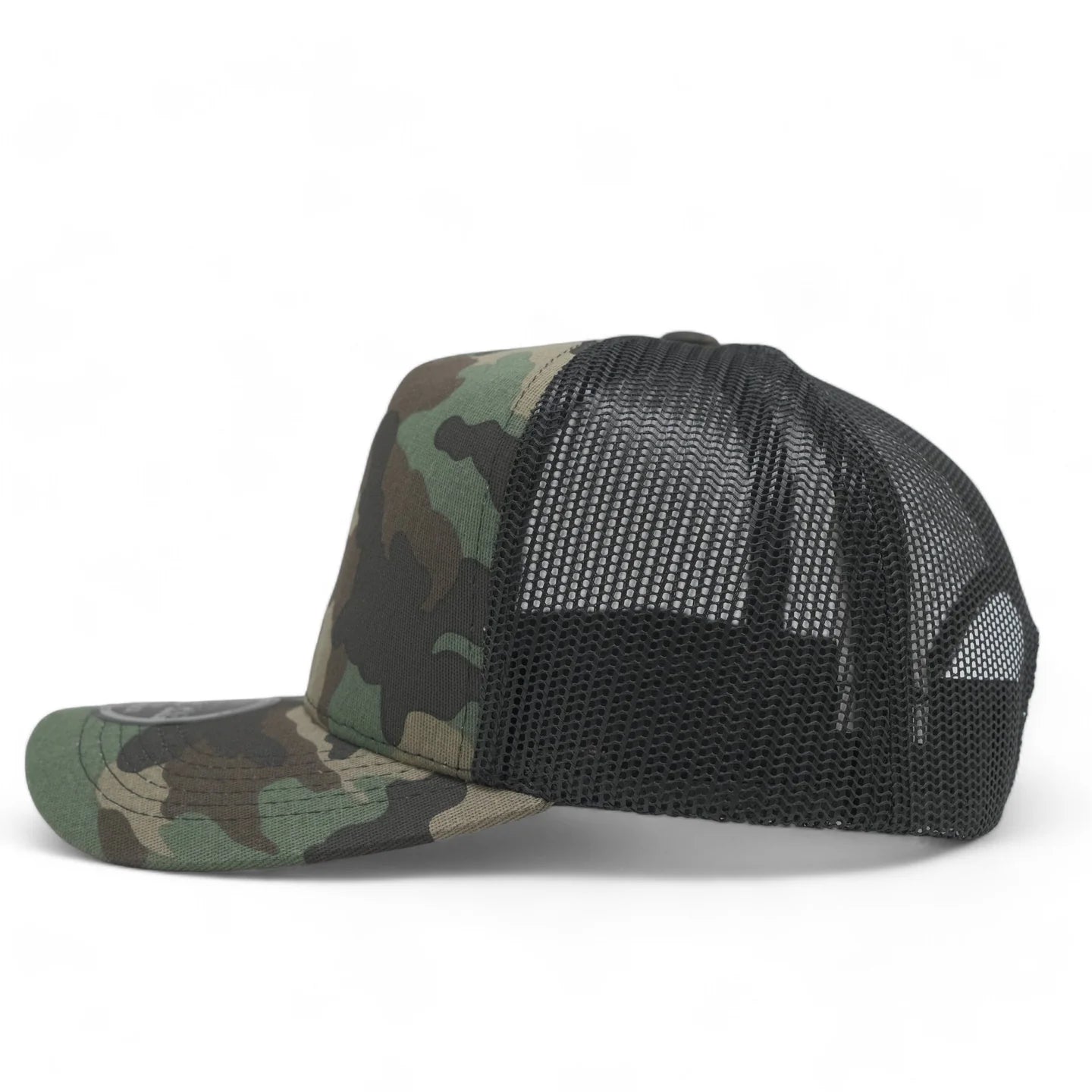 Camouflage 5-Panel Mesh Trucker Hat| Red Bottoms